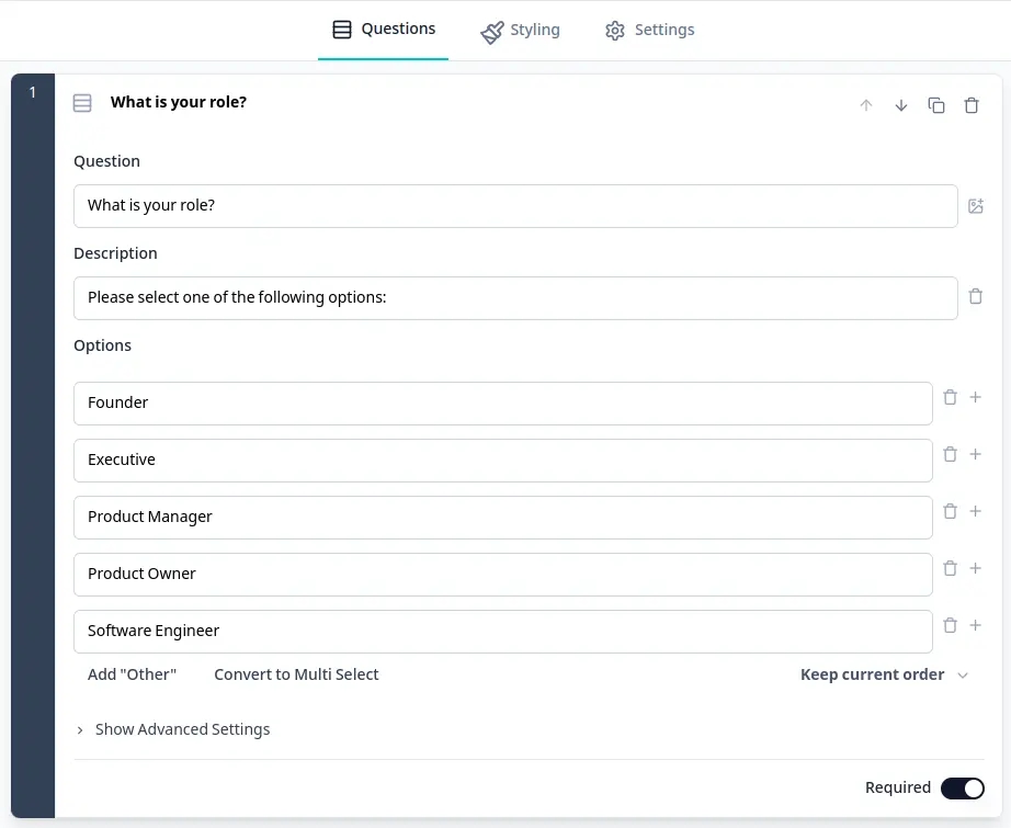 Choose a link survey template