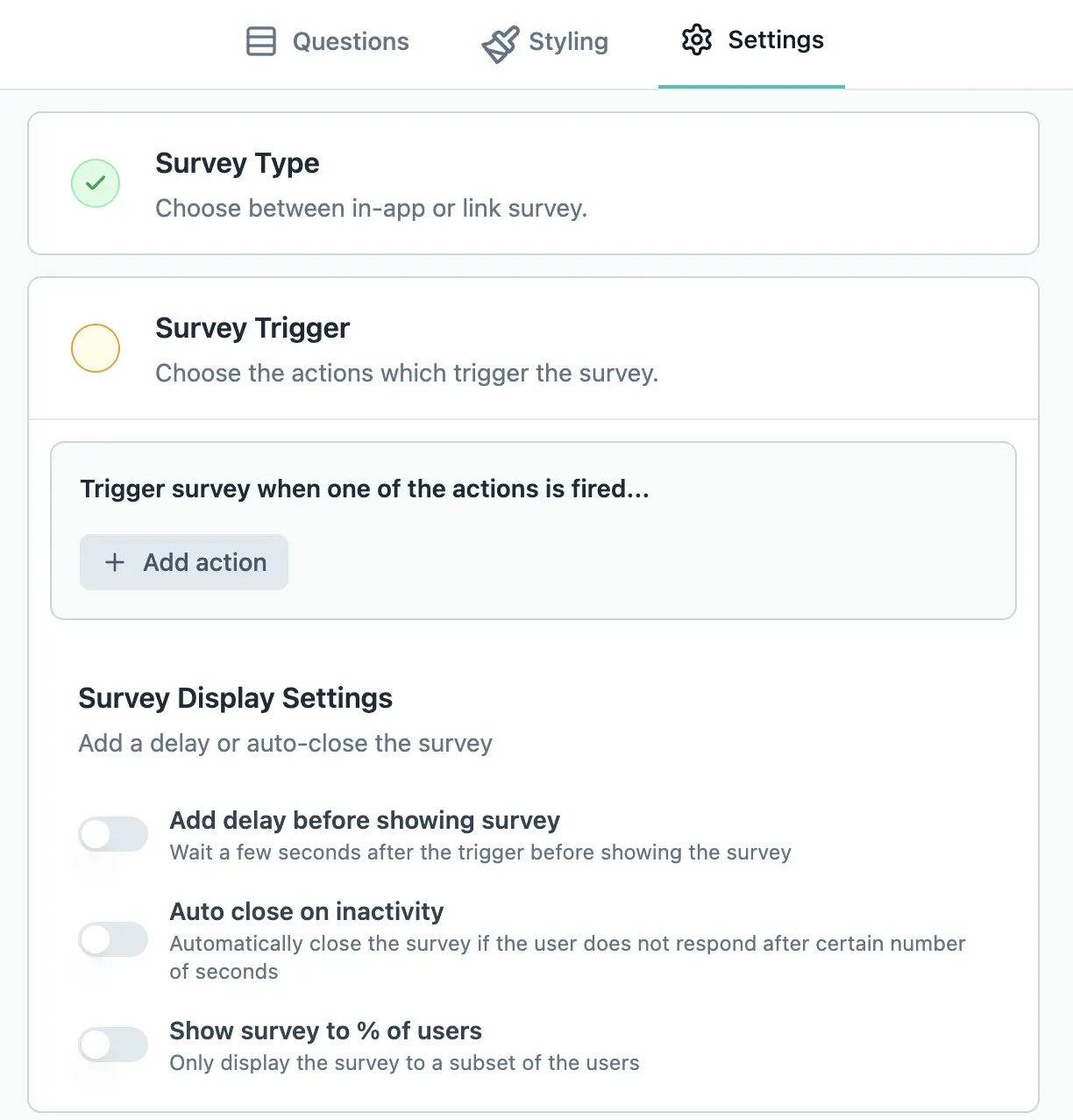 Choose a link survey template