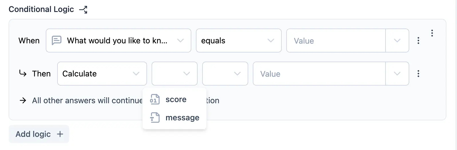 Action Calculate Variables