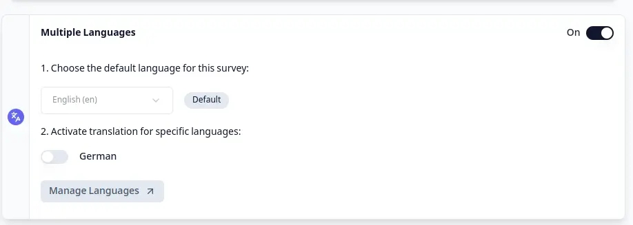 Enable Multi-language for a survey