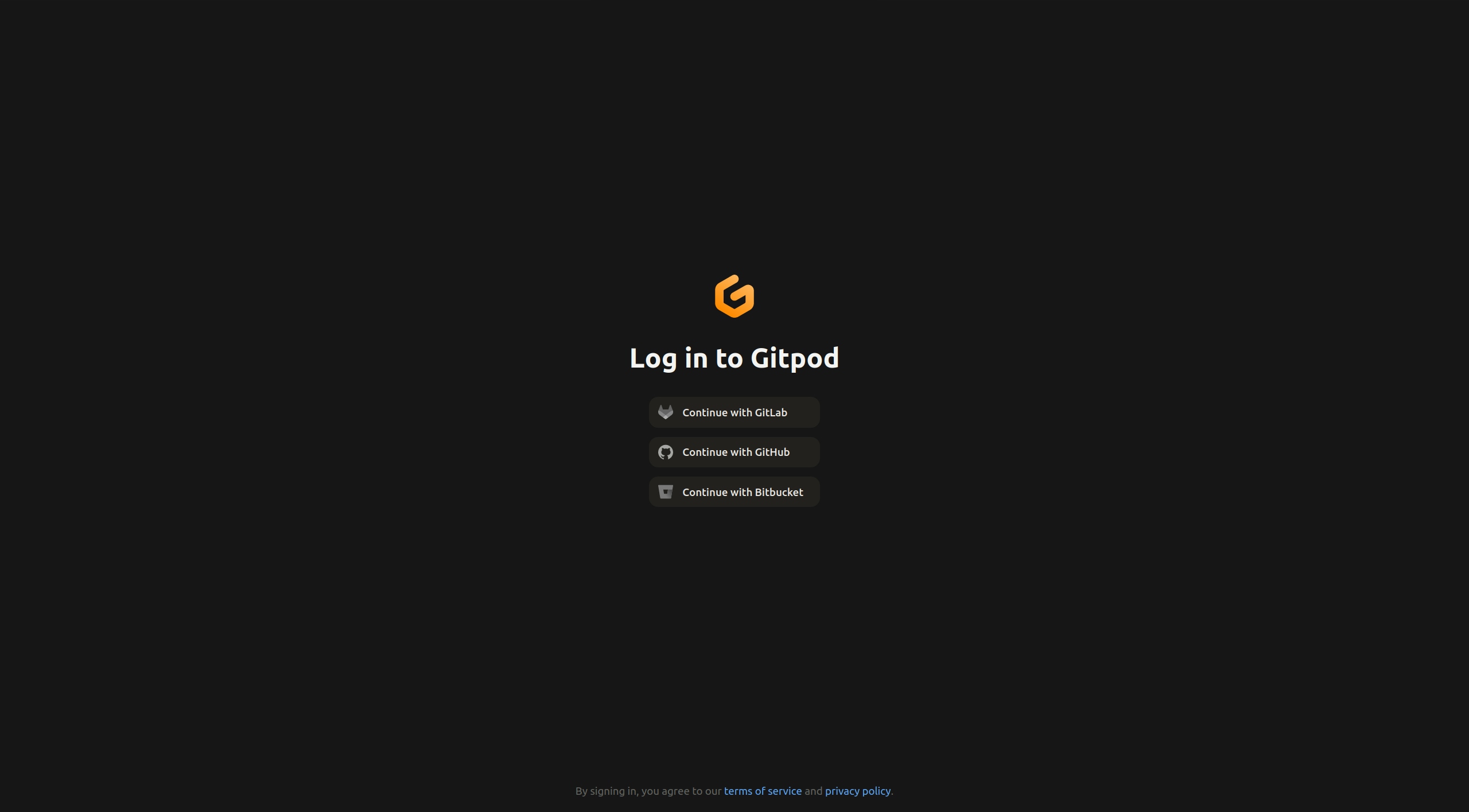Gitpod Auth Page