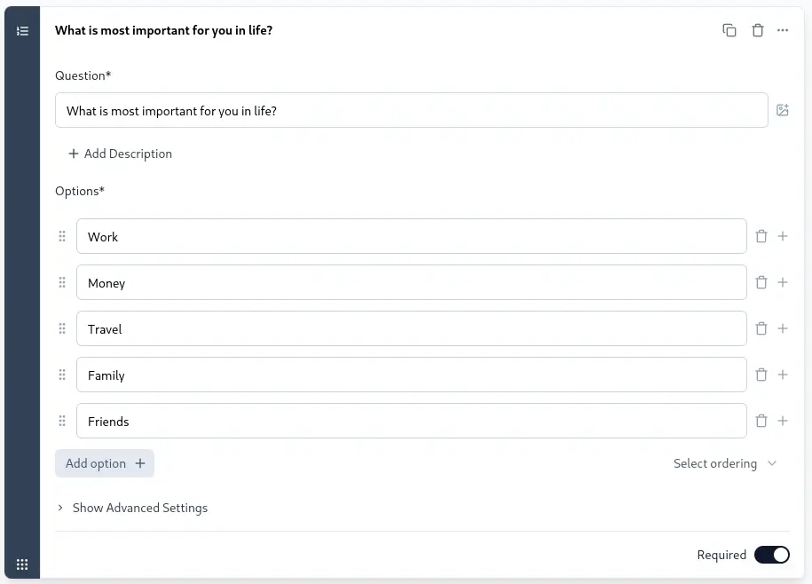 Overview of Ranking question type