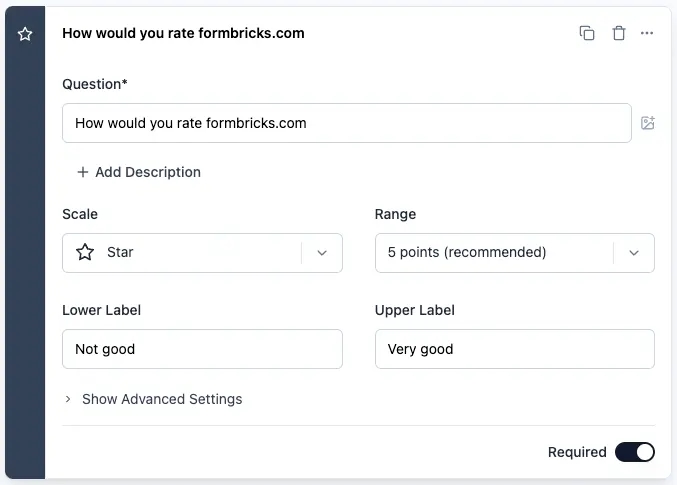 Overview of Rating question type