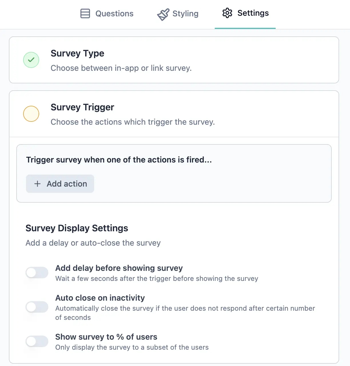 Choose a link survey template